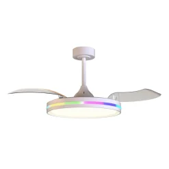 Ventilatore soffitto pale richiudibili bianco led cct rgb moderno 13mq