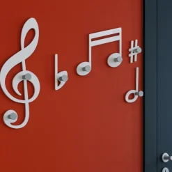Verdi appendiabiti da parete note musicali legno bianco