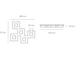 Vivida international squares plafoniera moderna da cucina 37w 3000k bianco
