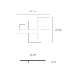 Vivida international squares plafoniera moderna 20w 3000k bianco rettangolare