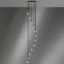 Vivida bag lampadario a cascata led 38w 3000k moderno oro rosa