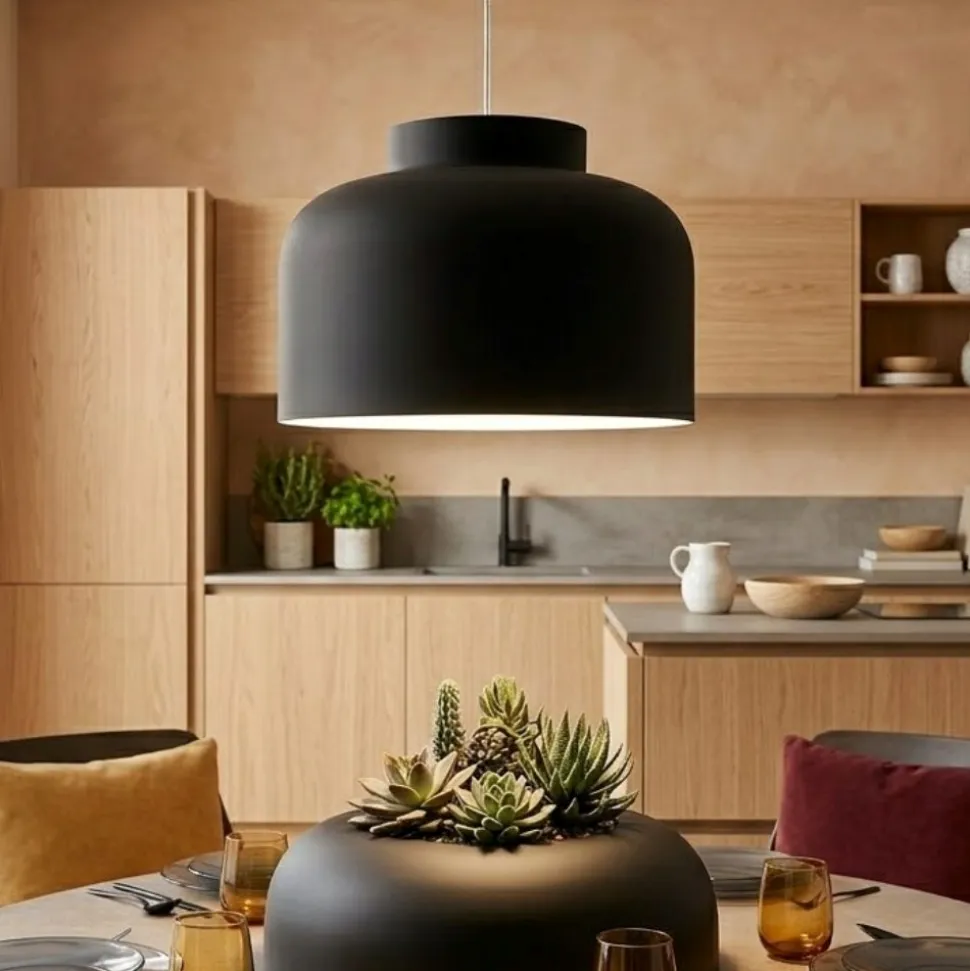 Vivida bottone lampadario da cucina dimmerabile nero biemissione con telecomando