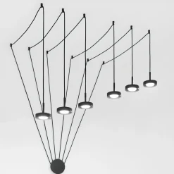 Vivida enigma lampadario con decentramento 6 luci sospese antracite