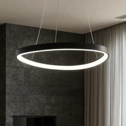 Vivida international lampadario design moderno lifering nero led 60w 3000k 4000k per soggiorno