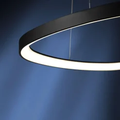 Vivida international lampadario design moderno lifering nero led 60w 3000k 4000k per soggiorno