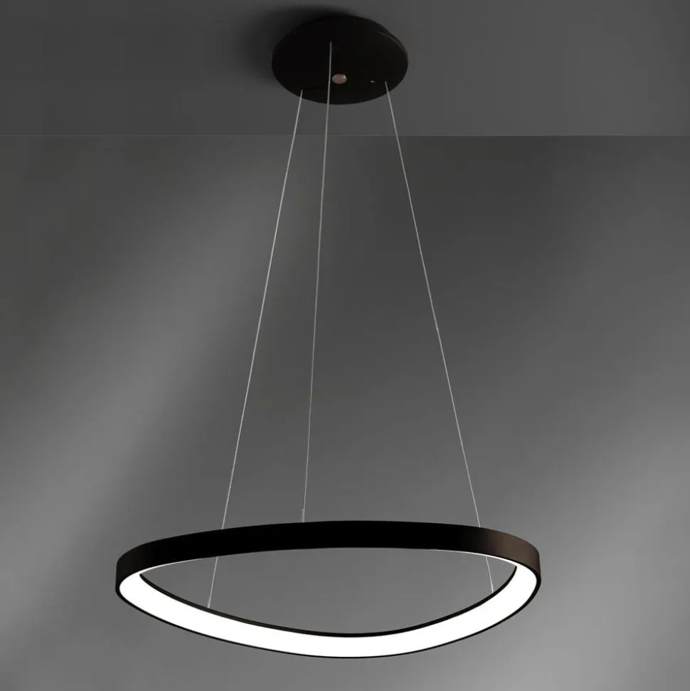 Vivida international lampadario design moderno lifering nero led 60w 3000k 4000k per soggiorno