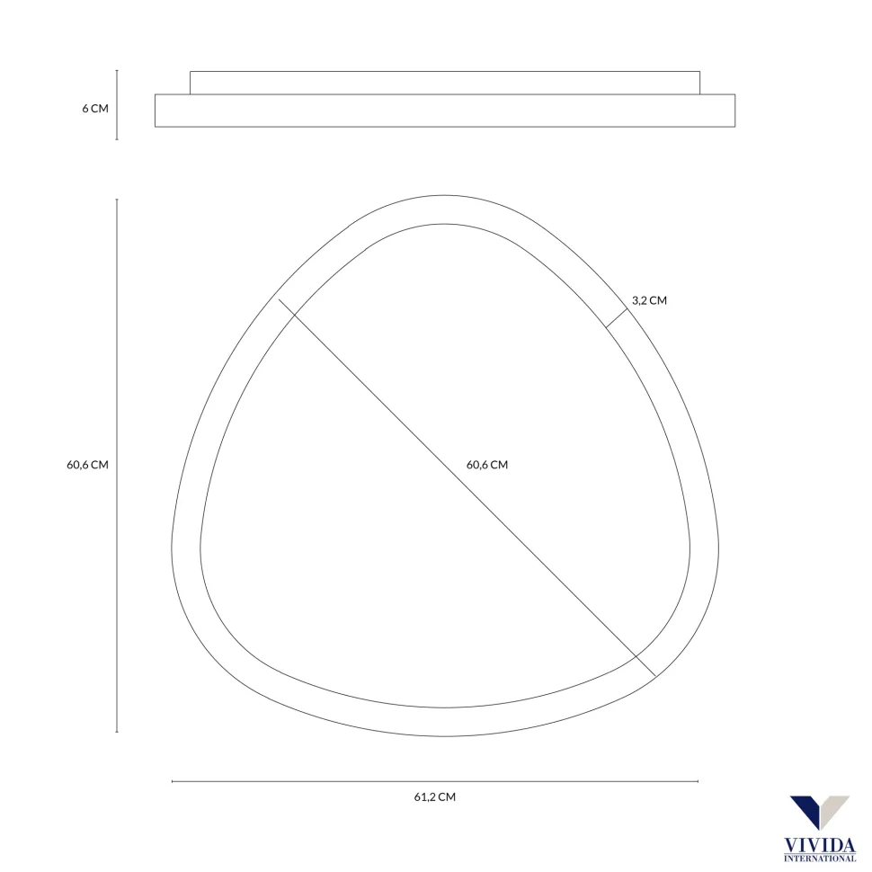 Vivida international lifering-p specchio touch led bianco 61cm 25w 3000k