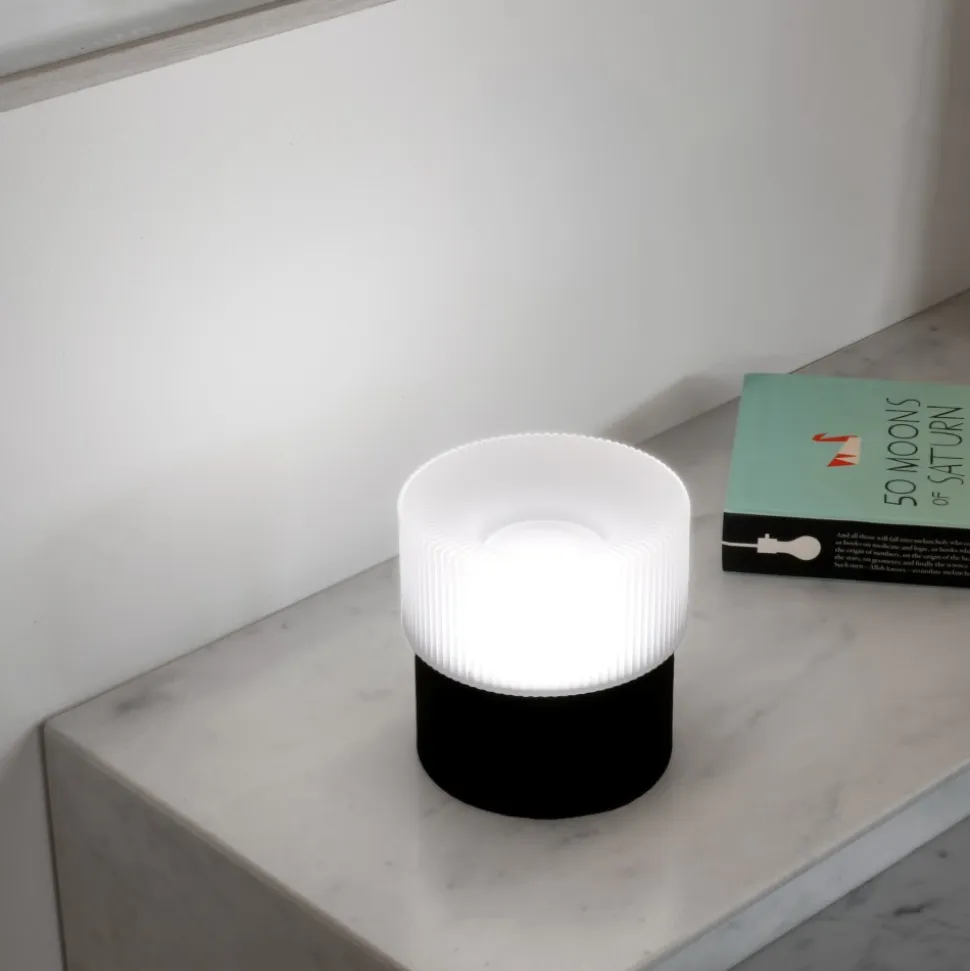 Vivida lampada da tavolo pilastro vetro bianco led dimmerabile cct