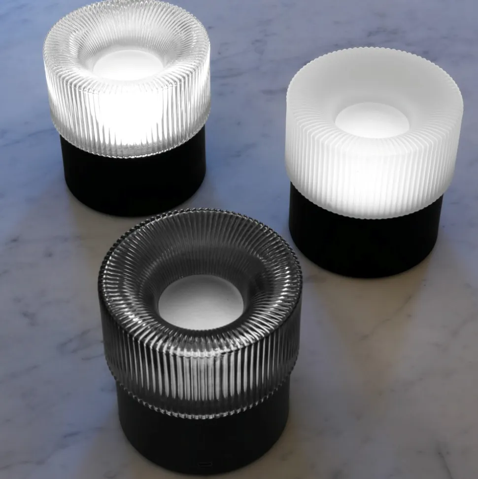 Vivida lampada da tavolo pilastro vetro bianco led dimmerabile cct