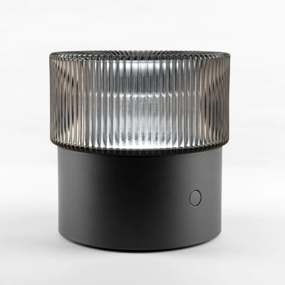 Vivida lampada da tavolo pilastro vetro fumè led cct