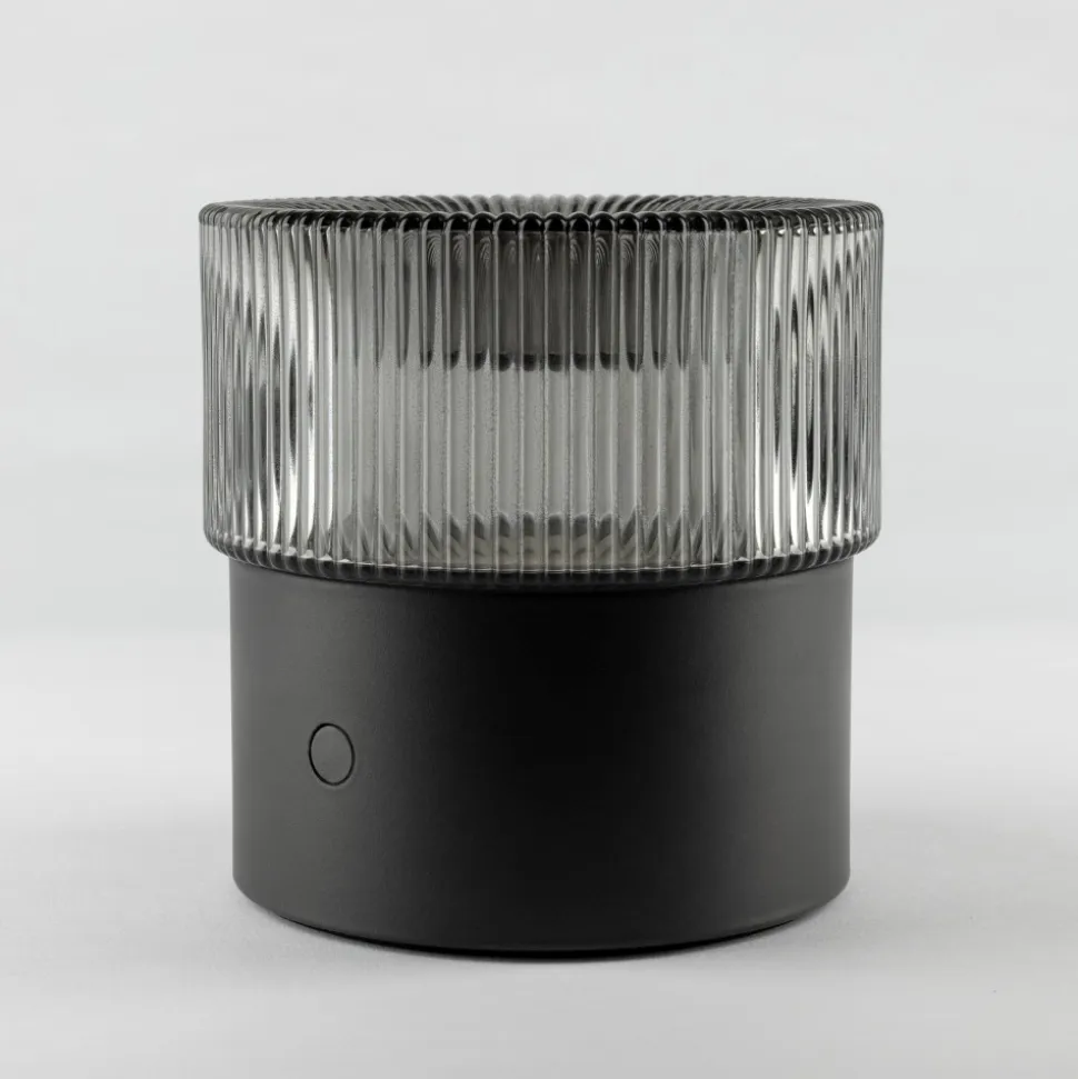 Vivida lampada da tavolo pilastro vetro fumè led cct