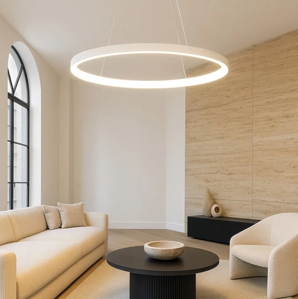 Vivida lifering-o lampadario moderno bianco led 50w 3000k 4000k ovale