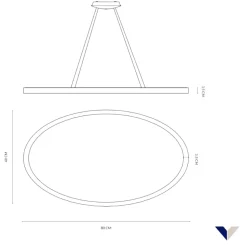 Vivida lifering-o lampadario moderno bianco led 50w 3000k 4000k ovale