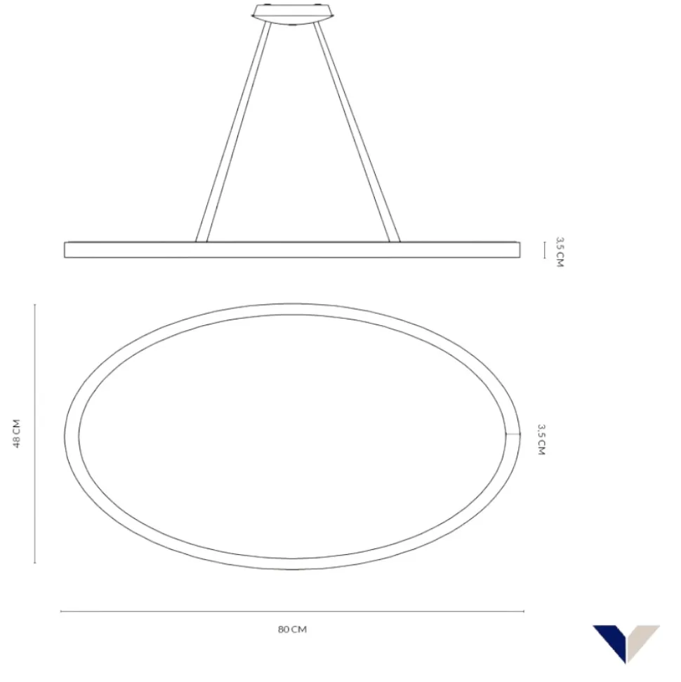 Vivida lifering-o lampadario moderno bianco led 50w 3000k 4000k ovale