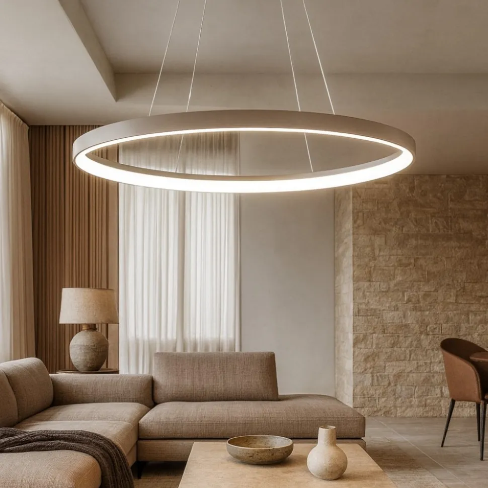 Vivida lifering-o lampadario moderno sabbia ovale led 50w 3000k 4000k