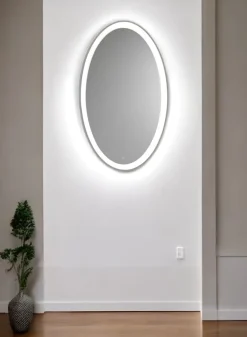 Vivida lifering-o titanio specchio ovale moderno led 28w 3000k