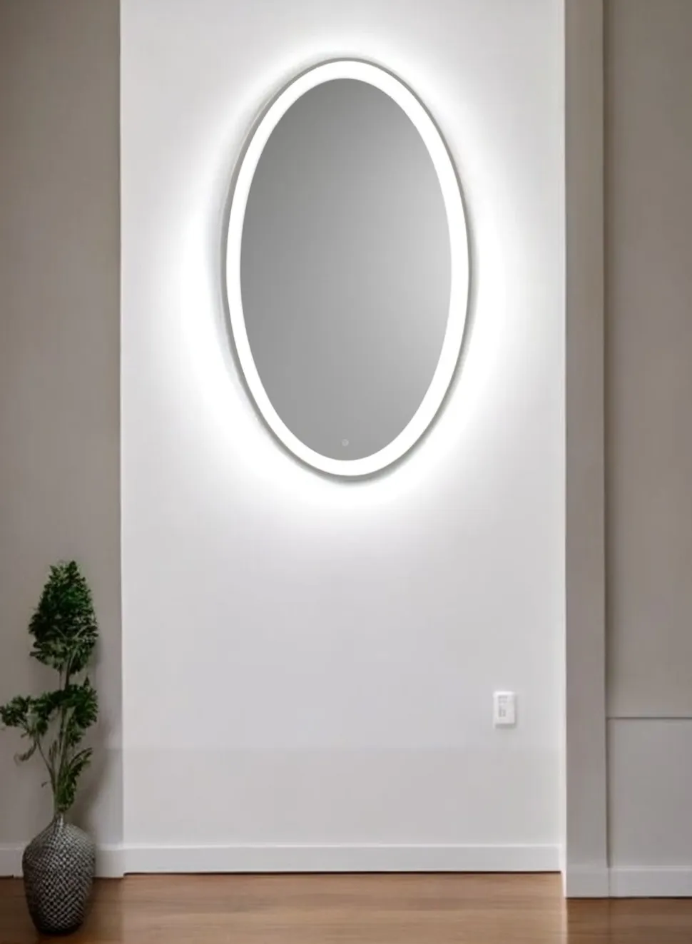 Vivida lifering-o titanio specchio ovale moderno led 28w 3000k