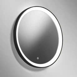 Vivida lifering specchio nero led touch 25w 3000k rotondo moderno