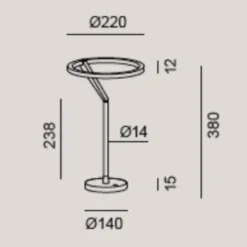 Vivida meridiana lampada da tavolo bronzo led 15w dimmerabile 3000k 4000k