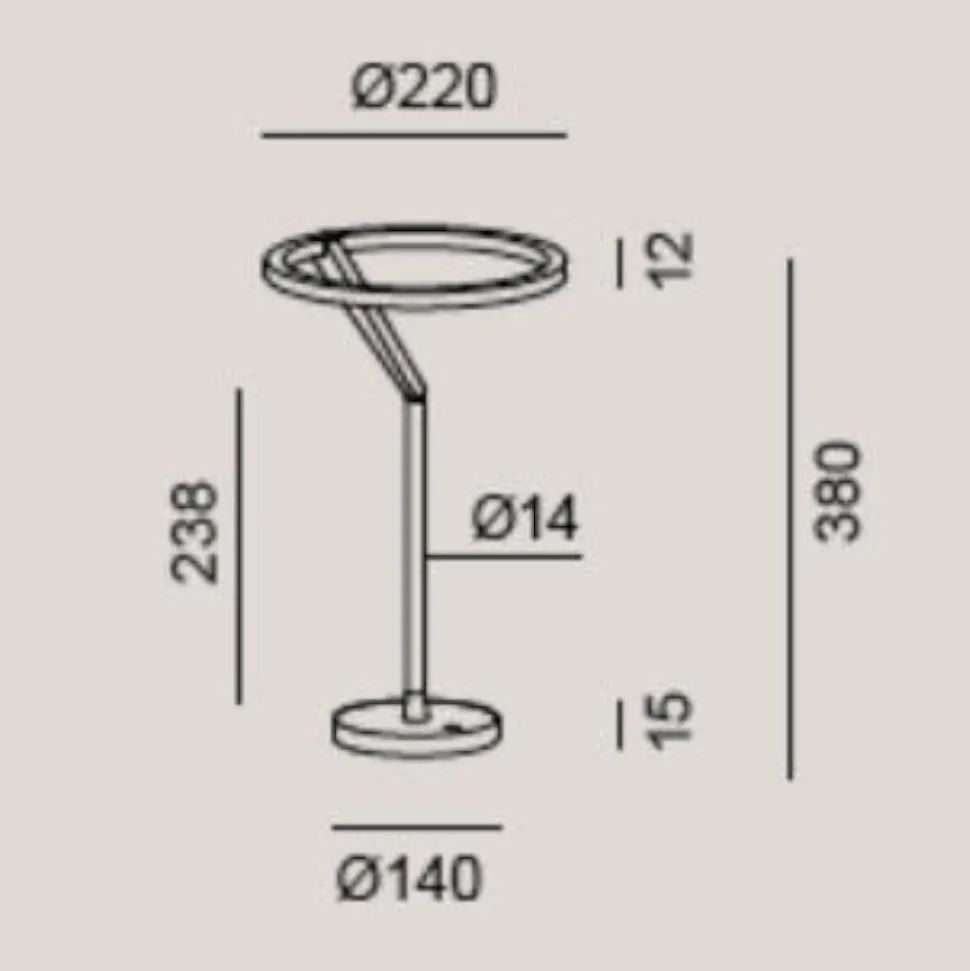 Vivida meridiana lampada da tavolo bronzo led 15w dimmerabile 3000k 4000k