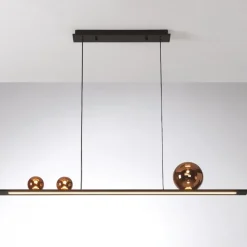 Vivida moonlight lampadario nero sfere vetro rame led 36w 3000k