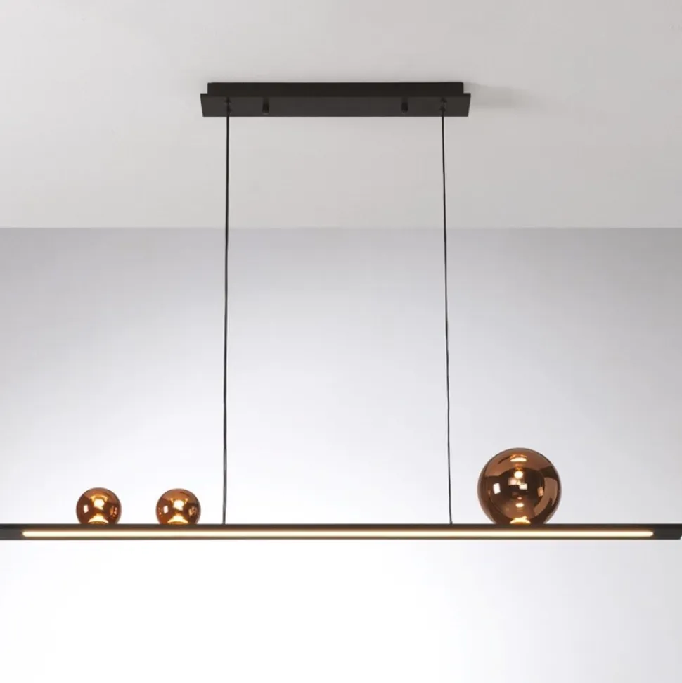 Vivida moonlight lampadario nero sfere vetro rame led 36w 3000k