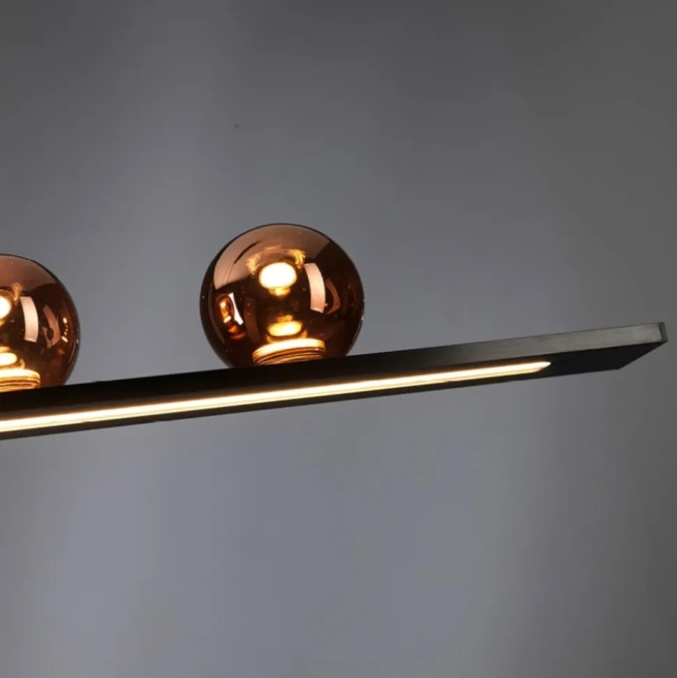 Vivida moonlight lampadario nero sfere vetro rame led 36w 3000k