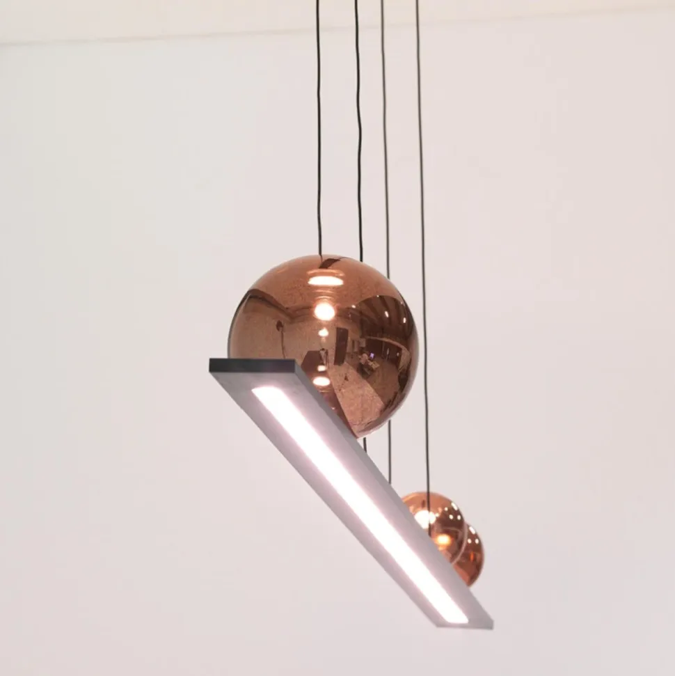 Vivida moonlight lampadario nero sfere vetro rame led 36w 3000k