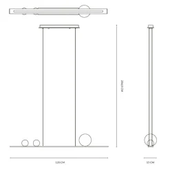 Vivida moonlight lampadario nero sfere vetro rame led 36w 3000k