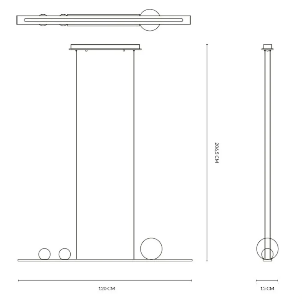 Vivida moonlight lampadario nero sfere vetro rame led 36w 3000k