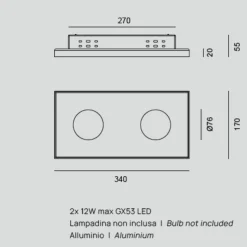 Vivida multipop sabbia plafoniera da cucina rettangolare due luci