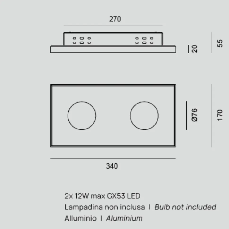 Vivida multipop sabbia plafoniera da cucina rettangolare due luci