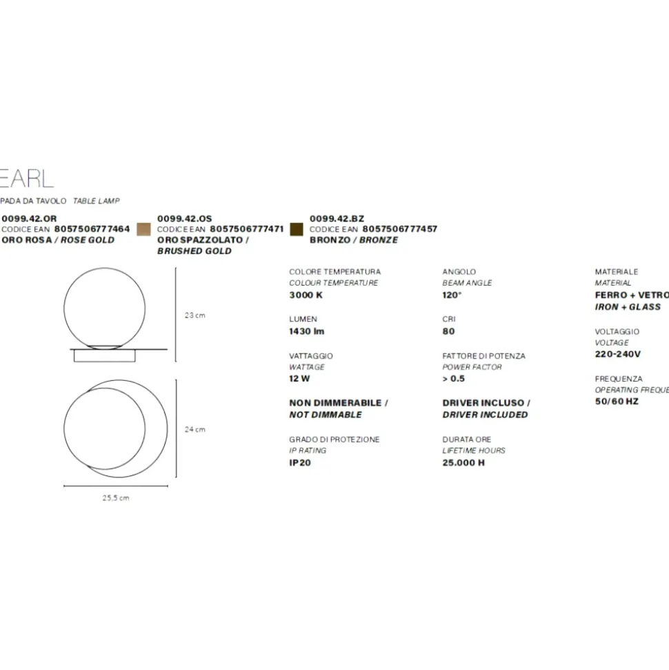 Vivida pearl abat-jour lampada da comodino oro led 12w 3000k