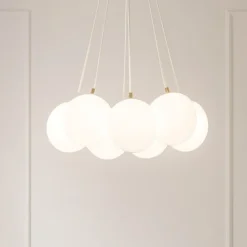 Vivida pearl lampadario oro vetro bianco led 36w 3000k