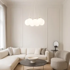 Vivida pearl lampadario oro vetro bianco led 36w 3000k