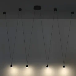 Vivida shallow lampadario moderno led 3000k 4 luci sfere nere