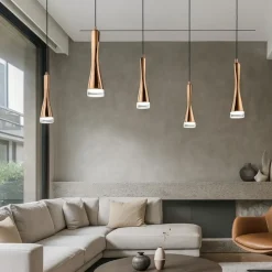 Vivida twist lampadario moderno led 18w 3000k oro rosa