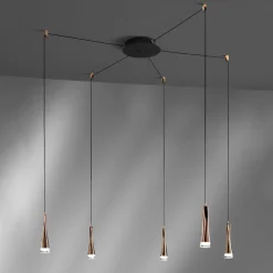 Vivida twist lampadario moderno led 18w 3000k oro rosa