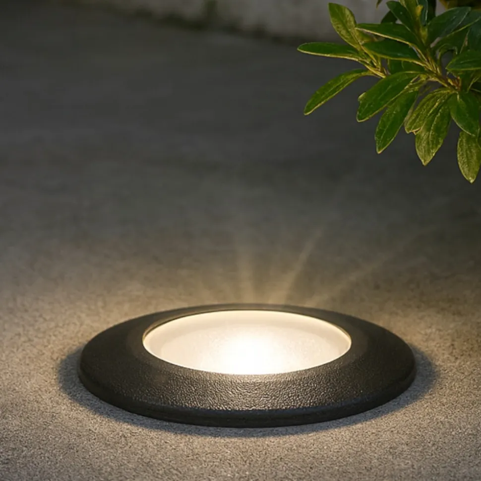 Way ideal lux faretto da incasso a pavimento ip67 resina nero rotondo per esterno