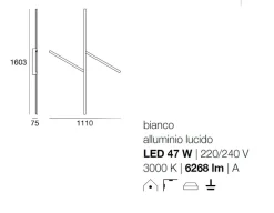 Xilema stilnovo plafoniera led 3000k alluminio lucido