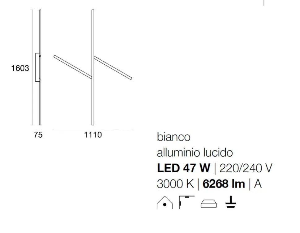Xilema stilnovo plafoniera led 3000k alluminio lucido