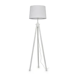 York pt1 piantana di legno bianco treppiede ideal lux