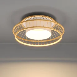 Yuku z eglo plafoniera smart da cucina in legno e tessuto led rgb da 2700k a 6500k